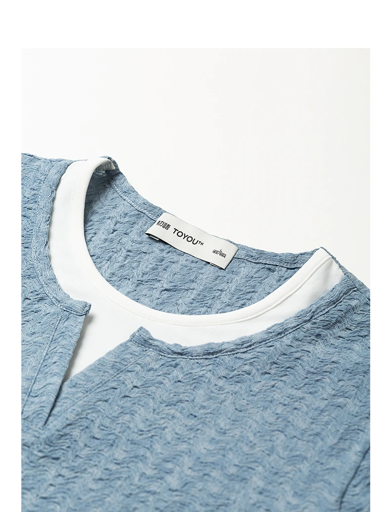 TOYOUTH Women's Long Sleeve T Shirt 2026 Autumn New Retro Textured Fitted Colorblock Fake Two Piece Double Collar Layering Tops