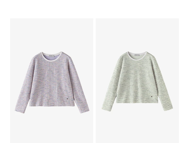 TOYOUTH Women's T-Shirt 2026 Autumn New Knitted Tweed Long Sleeve Loose Crew Neck Elegant Tops
