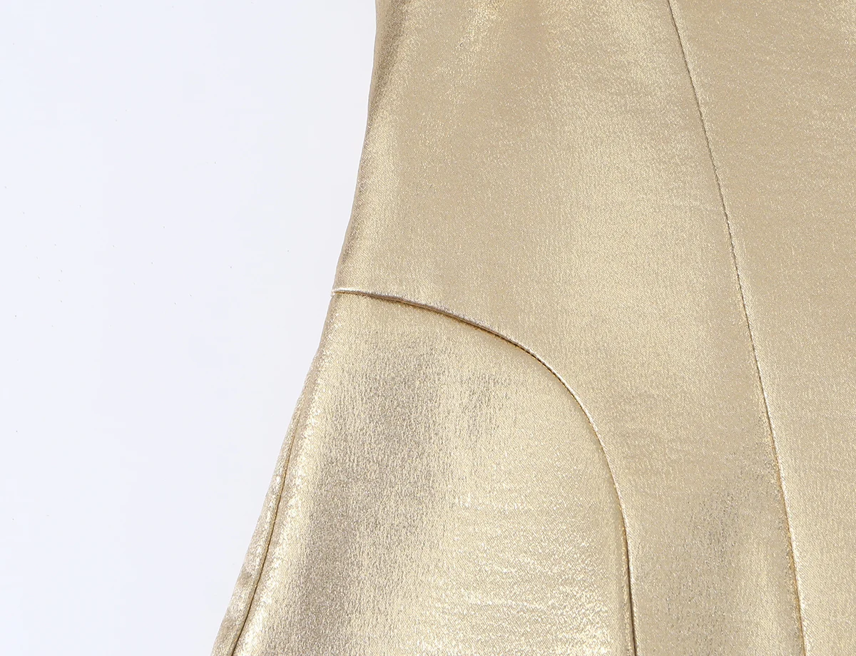 BSAY Metallic Shiny Corset Mini Dress Ladies Draped Collar Thin Strap Slim Fit Short Dress Formal Night Out Birthday Party Gown