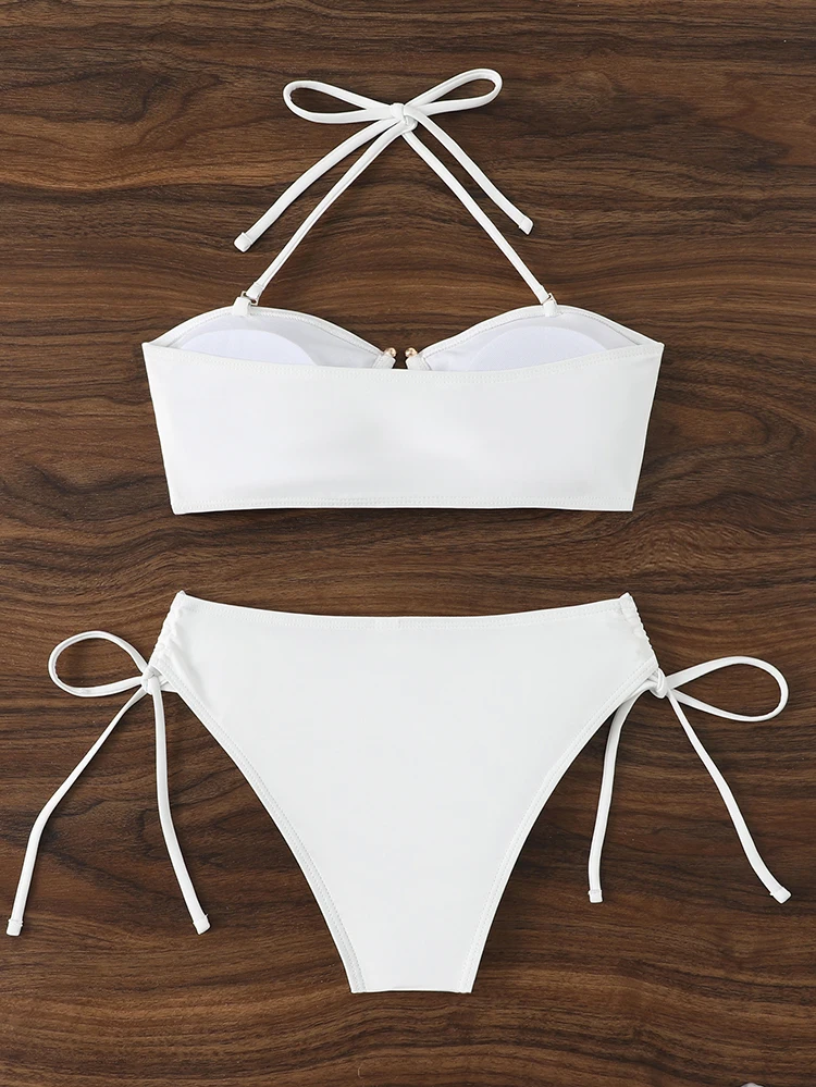 High Waist Bikini Women's Swimsuit 2026 Knotted Bathing Suits Woman Swimwear Bandeau Push Up Bikinis Sets Brazilian Beach Wear