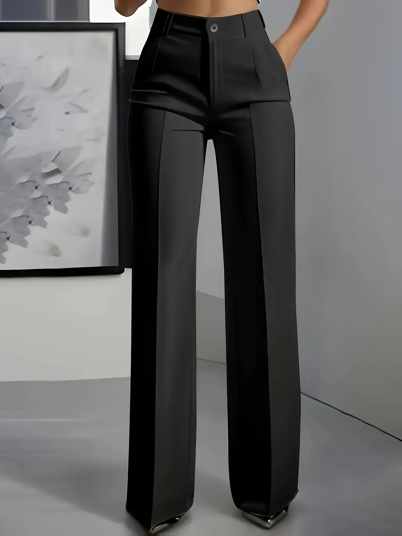 New 2026 Women's High-Waisted Draped Straight-Cut Suit Pants Simple European American Cross-Border Fashion for Women