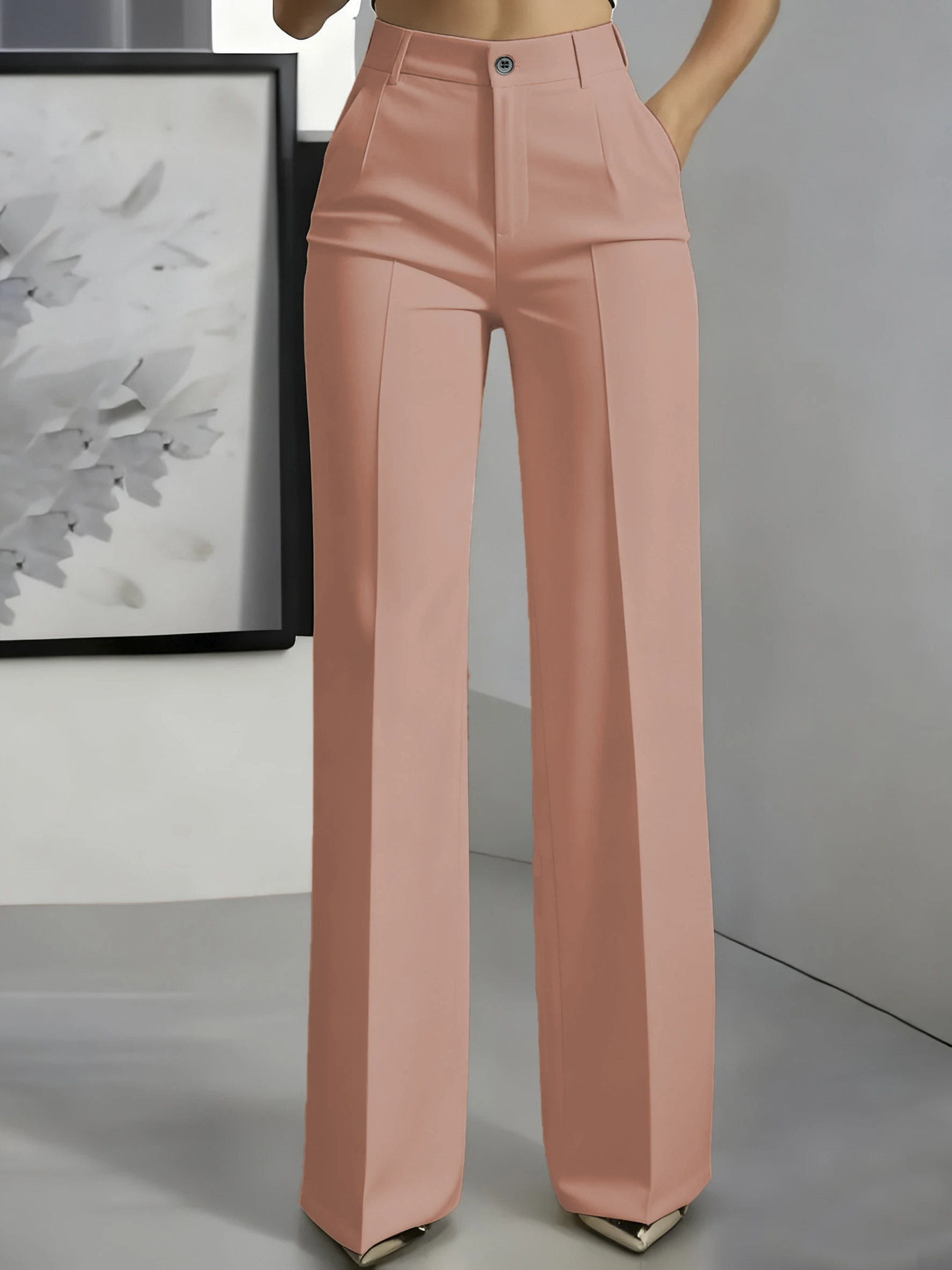 New 2026 Women's High-Waisted Draped Straight-Cut Suit Pants Simple European American Cross-Border Fashion for Women