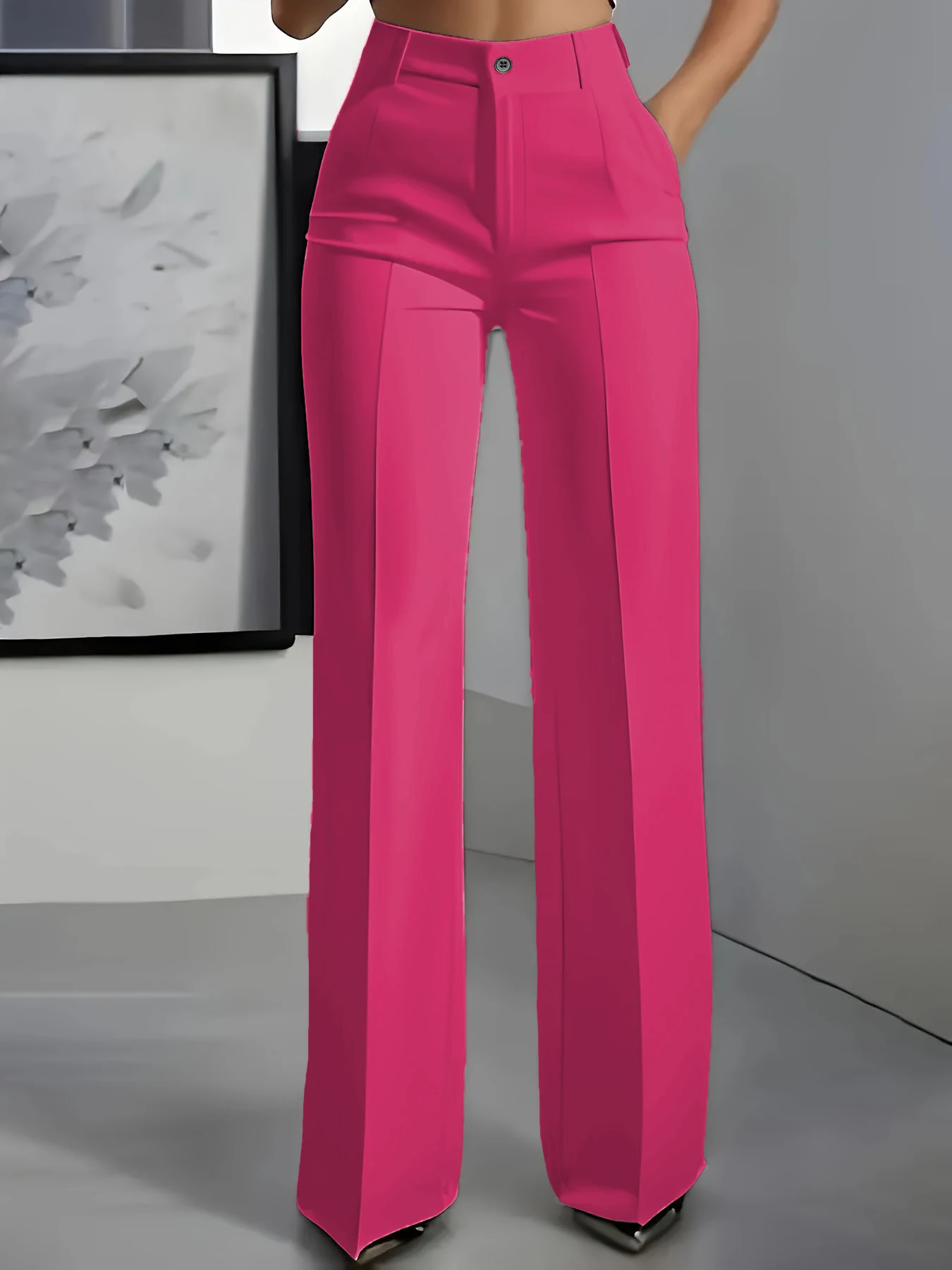 New 2026 Women's High-Waisted Draped Straight-Cut Suit Pants Simple European American Cross-Border Fashion for Women