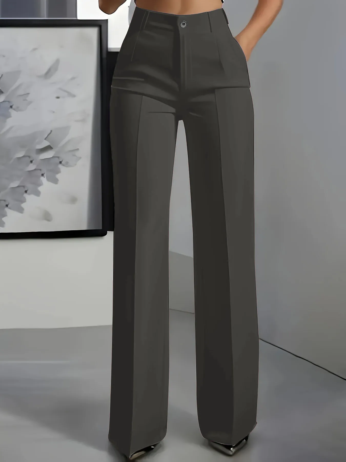 New 2026 Women's High-Waisted Draped Straight-Cut Suit Pants Simple European American Cross-Border Fashion for Women