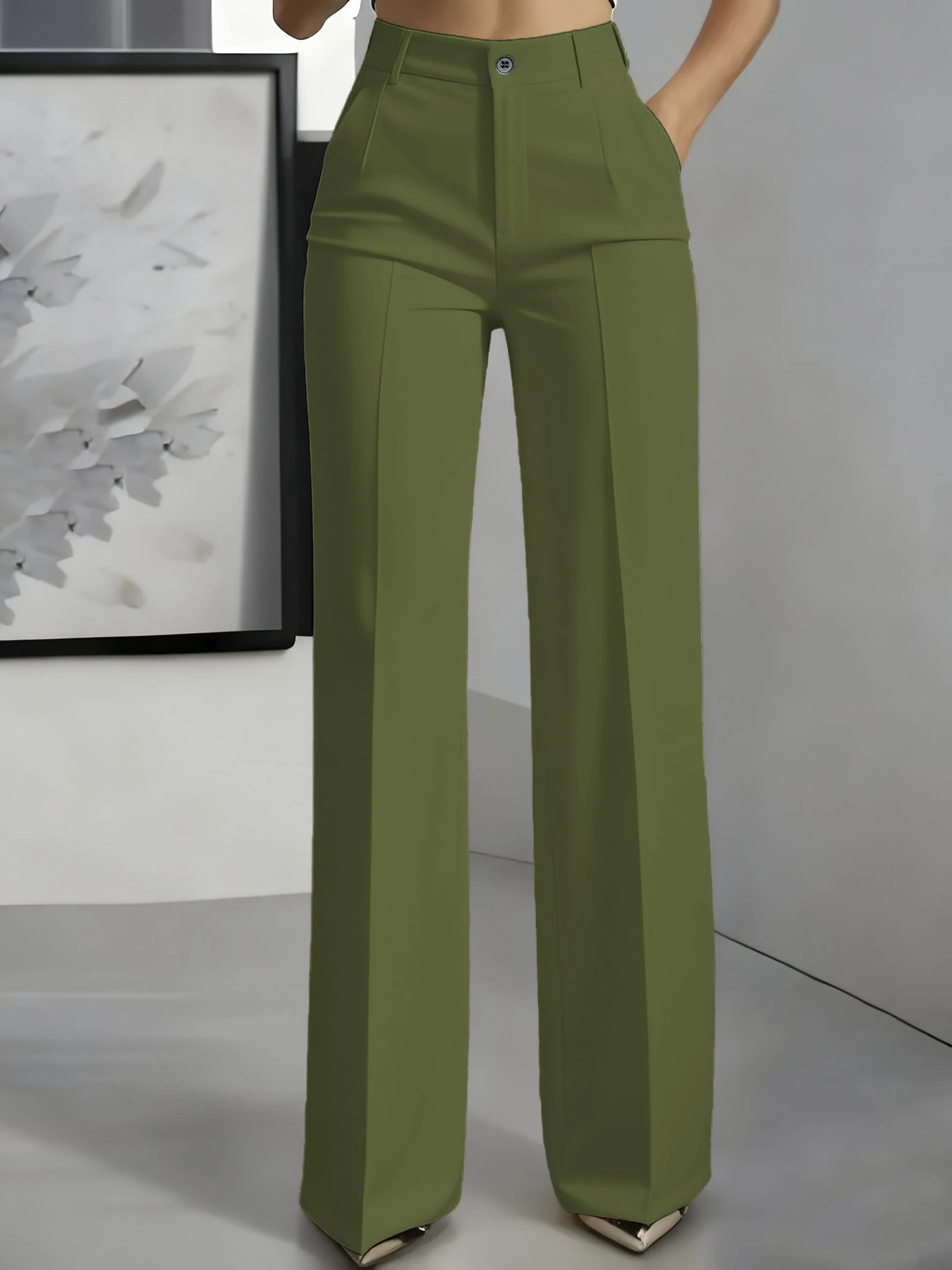 New 2026 Women's High-Waisted Draped Straight-Cut Suit Pants Simple European American Cross-Border Fashion for Women