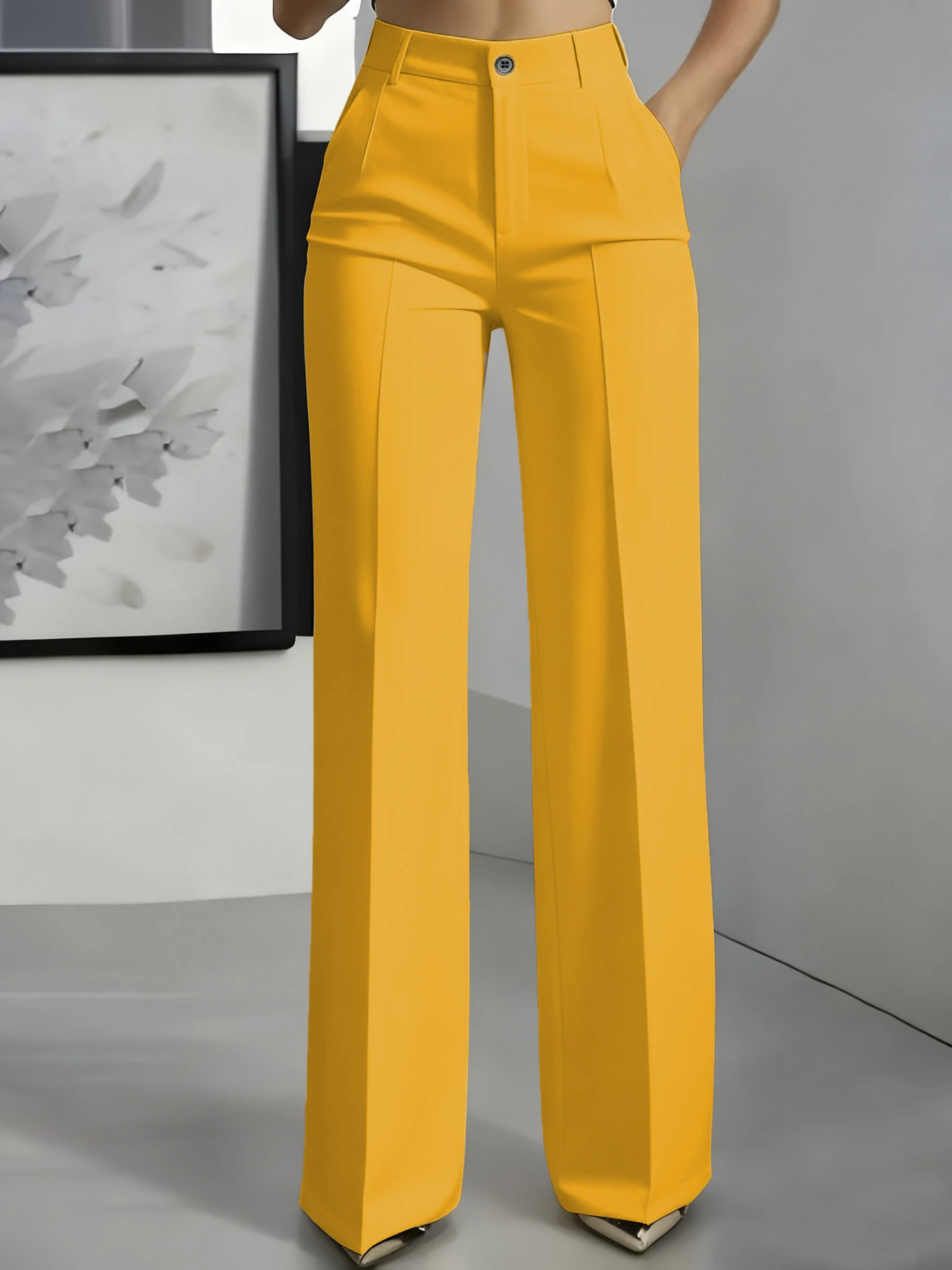 New 2026 Women's High-Waisted Draped Straight-Cut Suit Pants Simple European American Cross-Border Fashion for Women