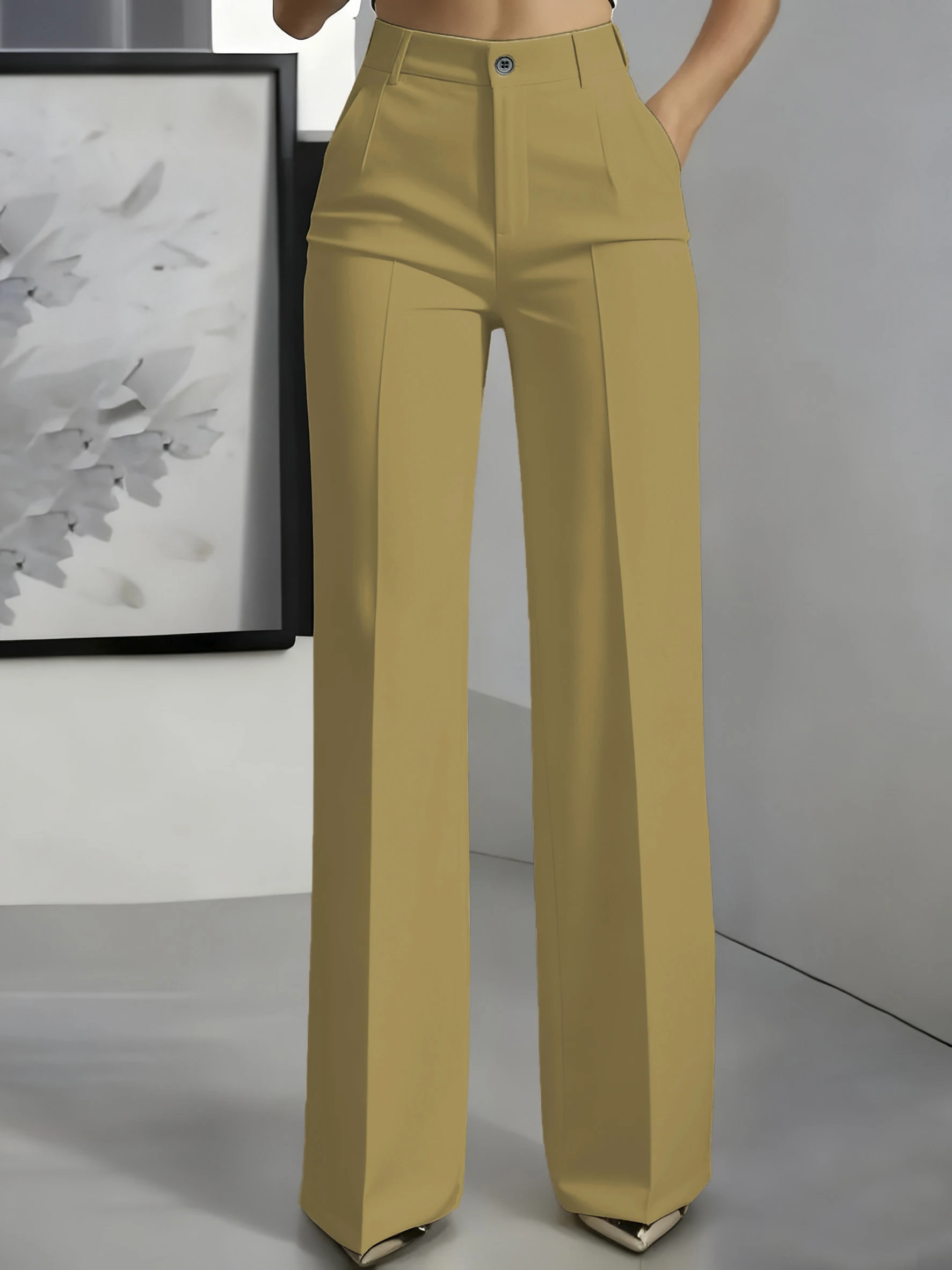 New 2026 Women's High-Waisted Draped Straight-Cut Suit Pants Simple European American Cross-Border Fashion for Women