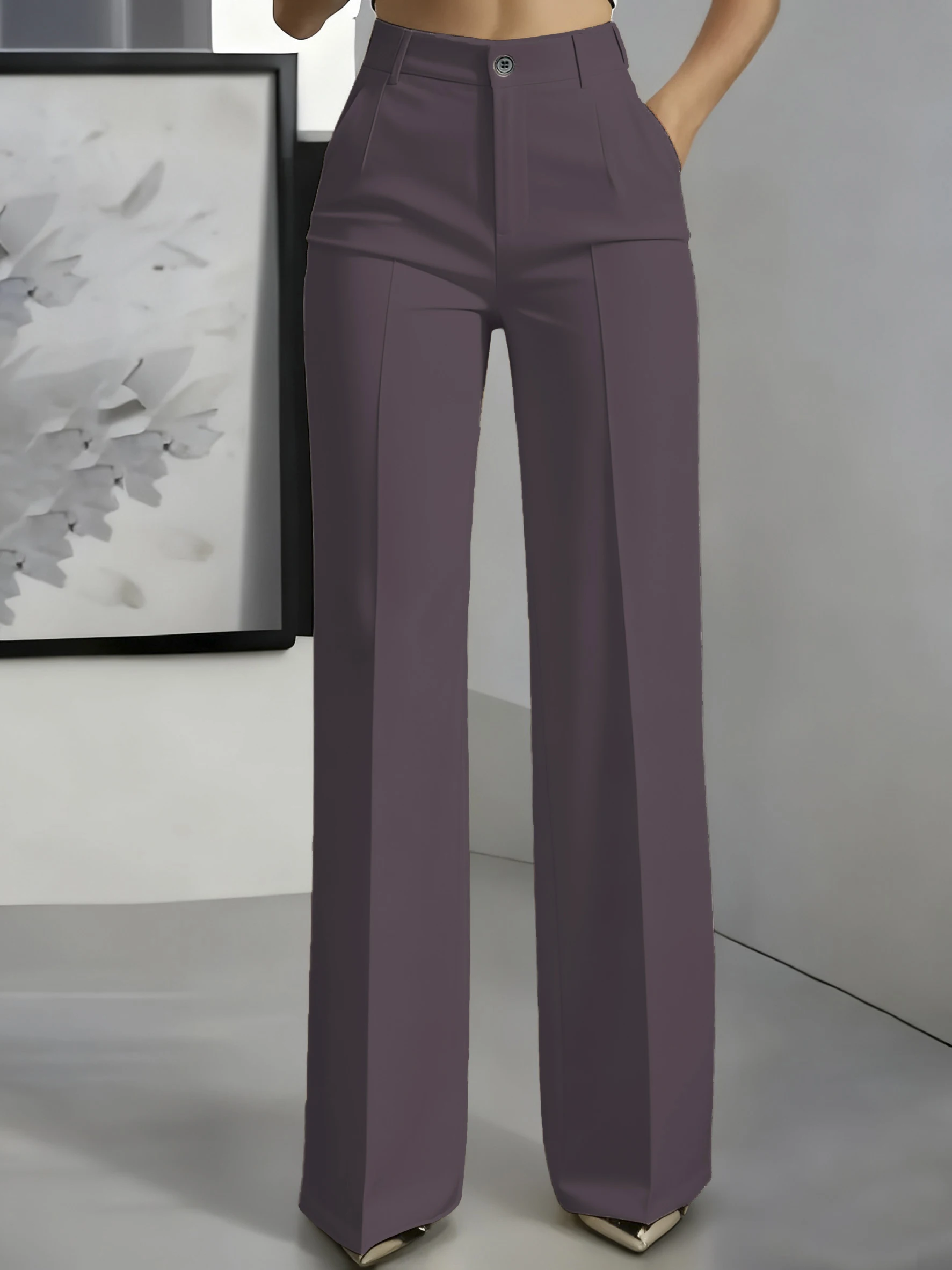 New 2026 Women's High-Waisted Draped Straight-Cut Suit Pants Simple European American Cross-Border Fashion for Women