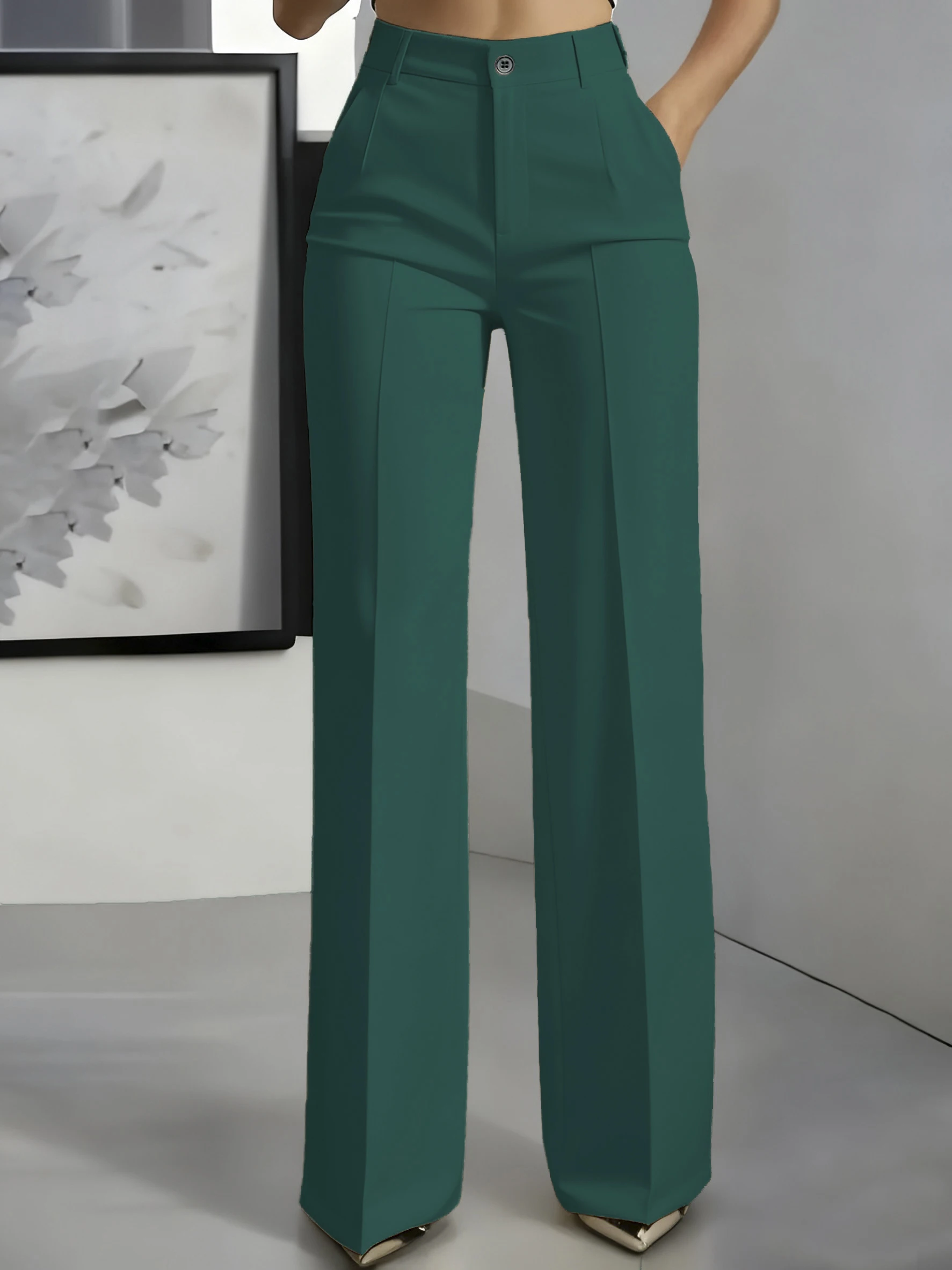 New 2026 Women's High-Waisted Draped Straight-Cut Suit Pants Simple European American Cross-Border Fashion for Women