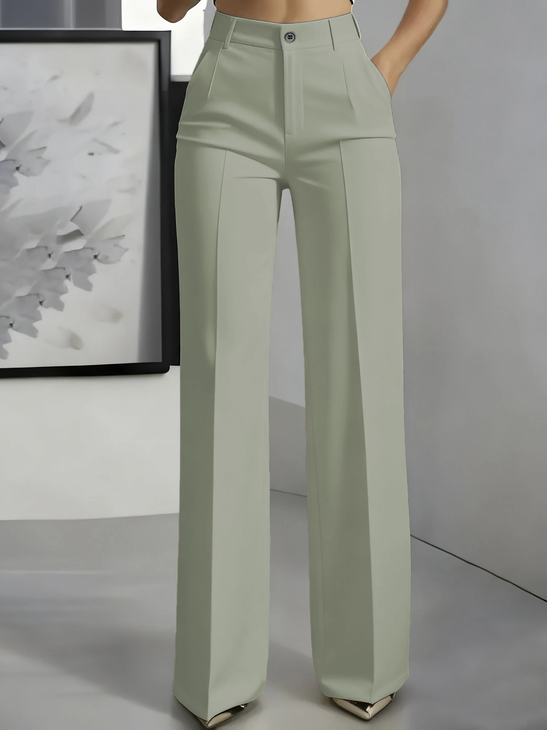 New 2026 Women's High-Waisted Draped Straight-Cut Suit Pants Simple European American Cross-Border Fashion for Women