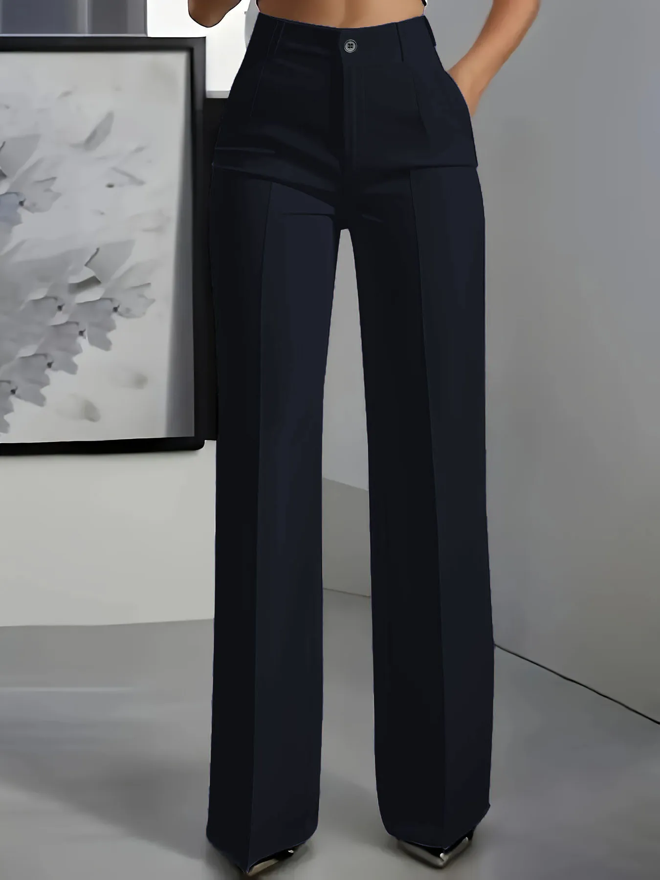 New 2026 Women's High-Waisted Draped Straight-Cut Suit Pants Simple European American Cross-Border Fashion for Women