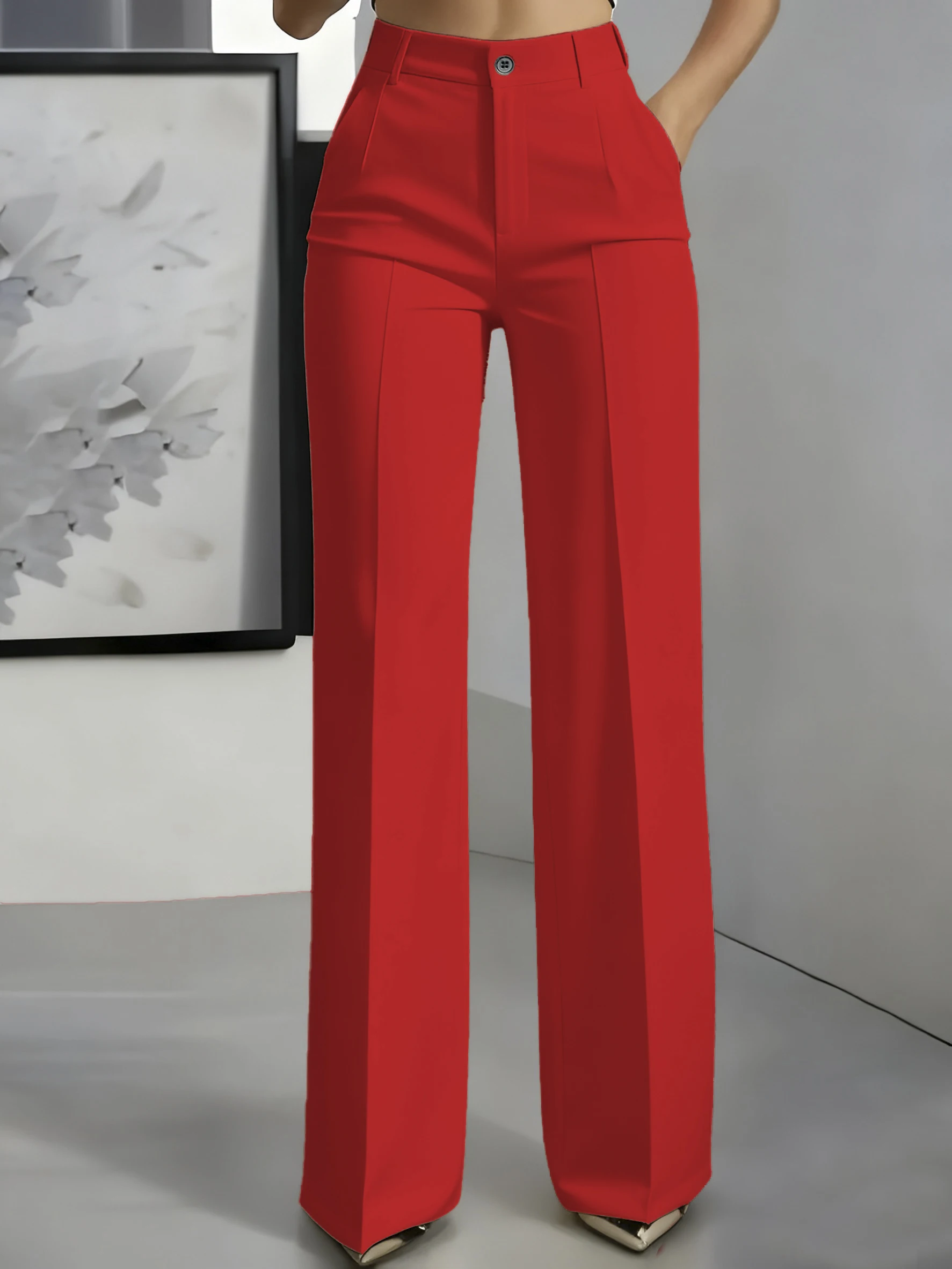 New 2026 Women's High-Waisted Draped Straight-Cut Suit Pants Simple European American Cross-Border Fashion for Women