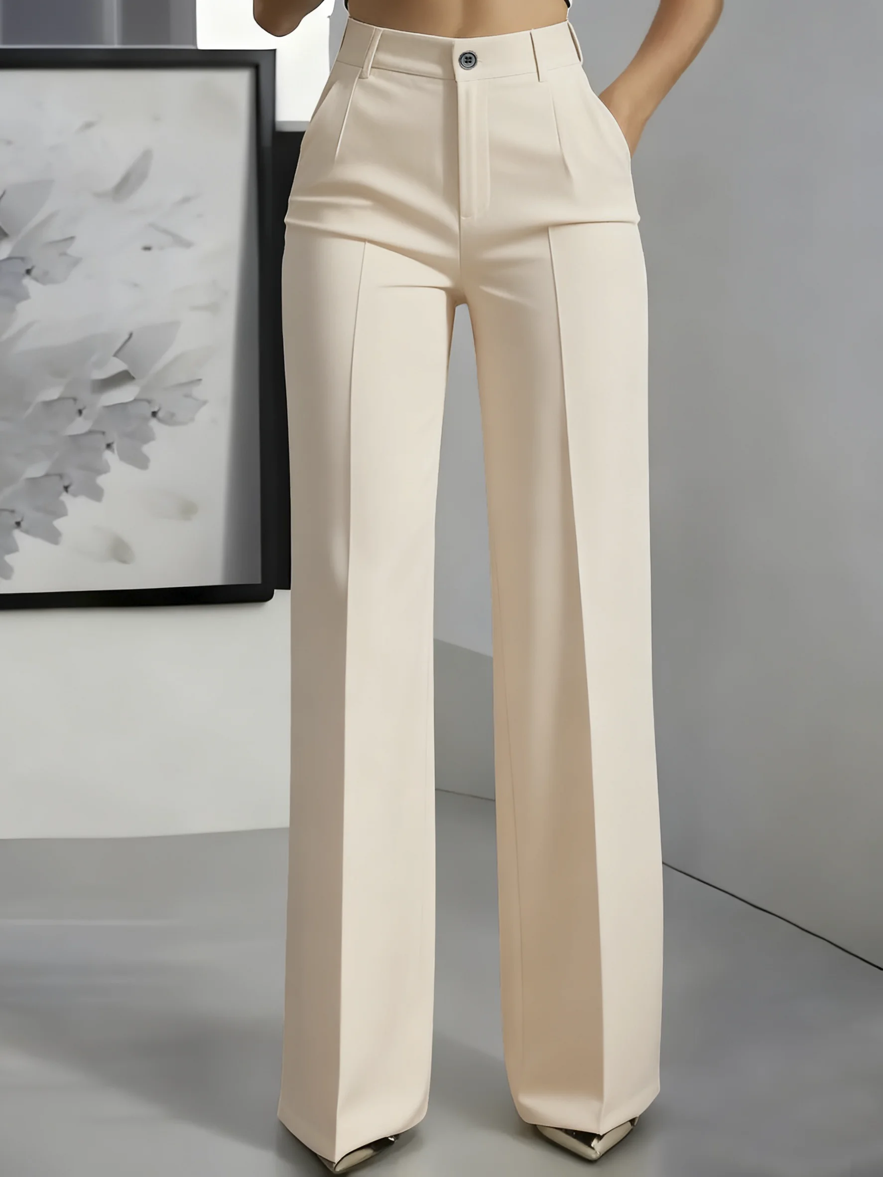 New 2026 Women's High-Waisted Draped Straight-Cut Suit Pants Simple European American Cross-Border Fashion for Women