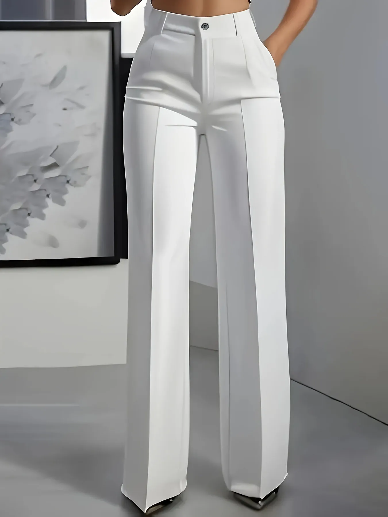 New 2026 Women's High-Waisted Draped Straight-Cut Suit Pants Simple European American Cross-Border Fashion for Women