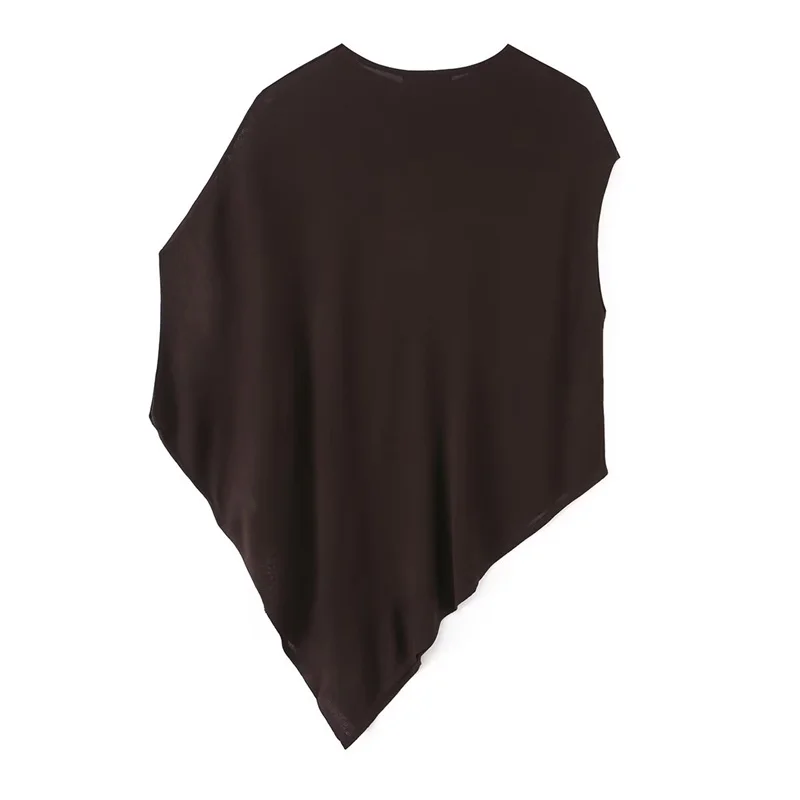 Guobioziy 2026 Summer New Women's Top Solid Color Asymmetrical Sleeve Romantic Knit Top Elegant and Stylish Personality Fashion