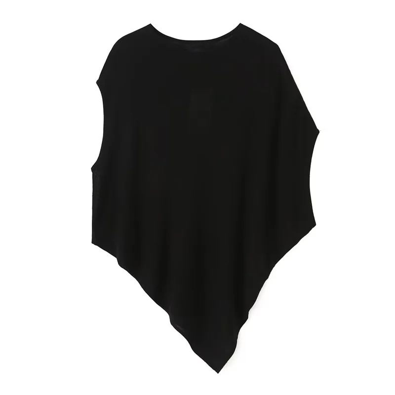 Guobioziy 2026 Summer New Women's Top Solid Color Asymmetrical Sleeve Romantic Knit Top Elegant and Stylish Personality Fashion