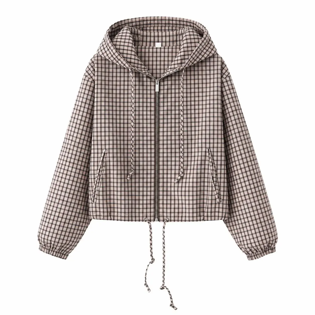 Guobioziy Women's Jacket 2026 Fall New Plaid Long-Sleeve Hooded Loose Fit Jacket Parka Casual Fashion European and American