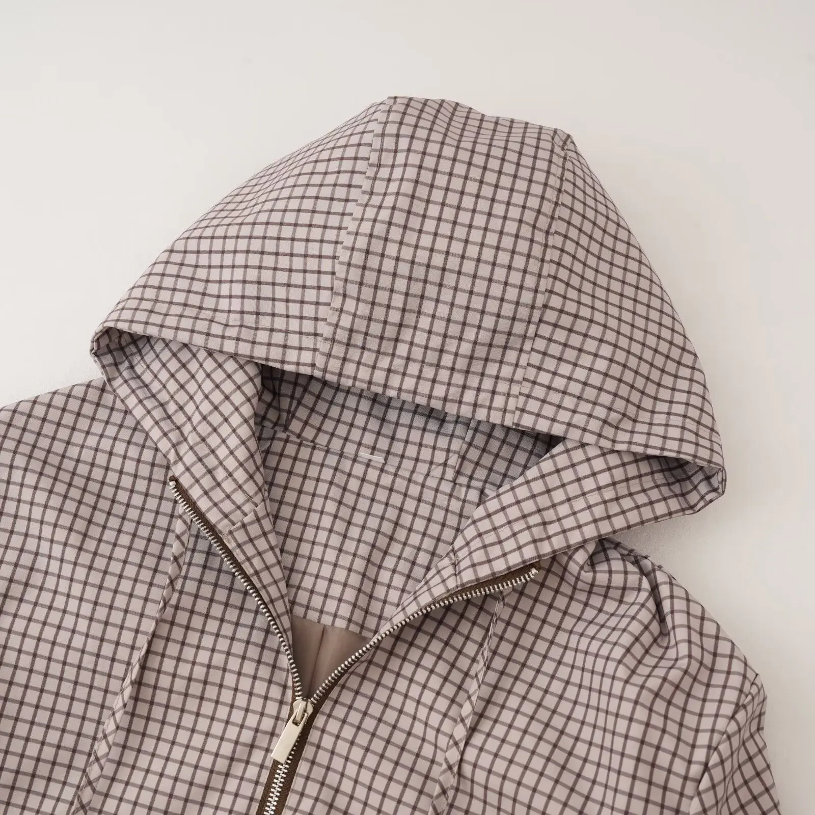 Guobioziy Women's Jacket 2026 Fall New Plaid Long-Sleeve Hooded Loose Fit Jacket Parka Casual Fashion European and American