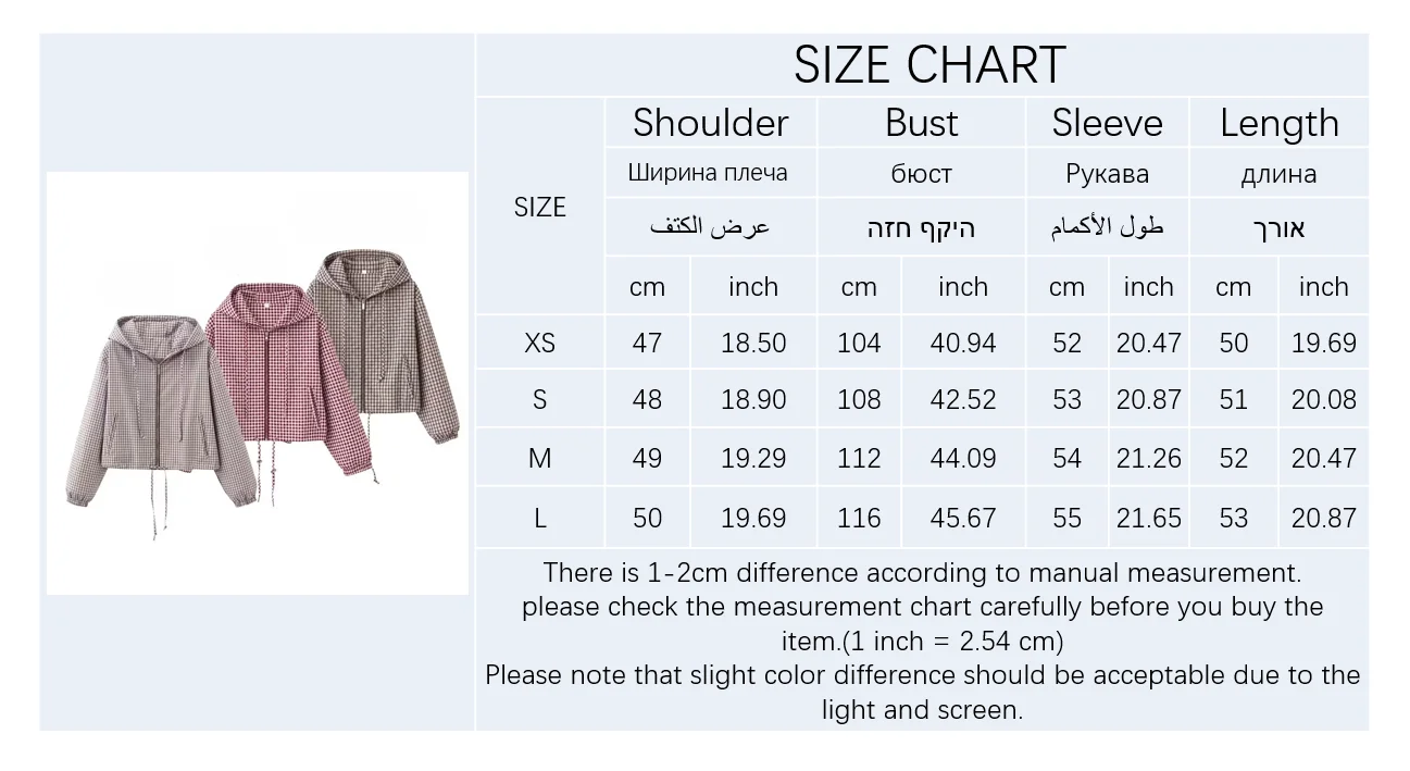 Guobioziy Women's Jacket 2026 Fall New Plaid Long-Sleeve Hooded Loose Fit Jacket Parka Casual Fashion European and American