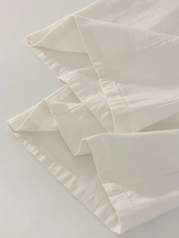 White Cotton Linen Pants Women Wide Leg Formal Trousers Summer Straight Leg Suit Pants High Waist Ladies Formal Pants Loose