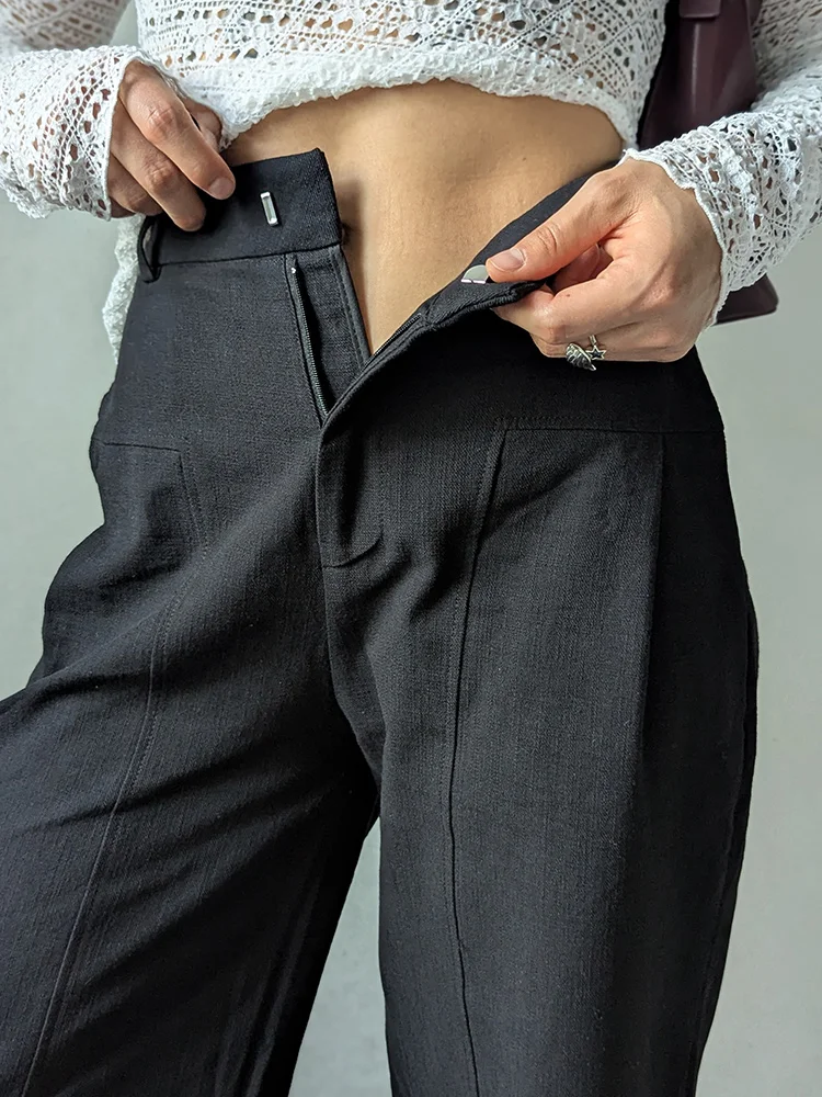 White Cotton Linen Pants Women Wide Leg Formal Trousers Summer Straight Leg Suit Pants High Waist Ladies Formal Pants Loose