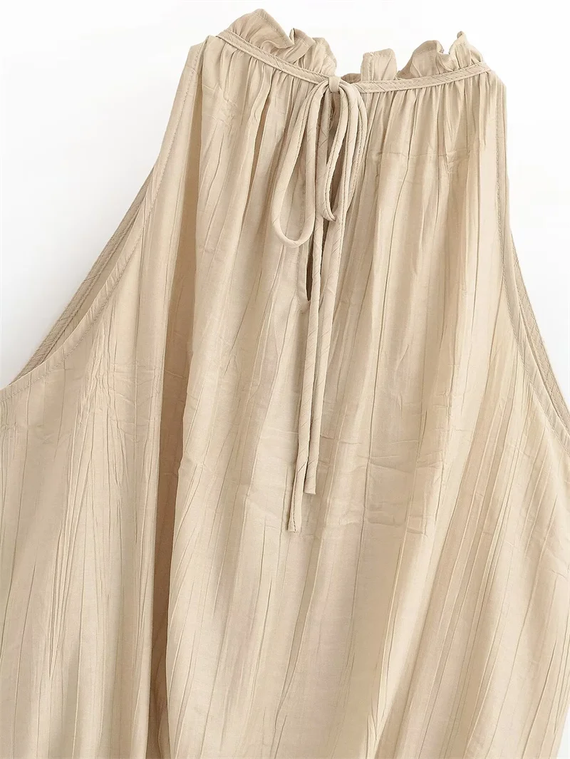 Women's Suit 2026 Summer New Khaki Sleeveless Beaded Vest with Lantern Pants Set Fashionable and Stylish