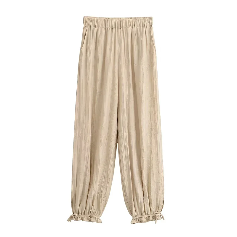 Women's Suit 2026 Summer New Khaki Sleeveless Beaded Vest with Lantern Pants Set Fashionable and Stylish