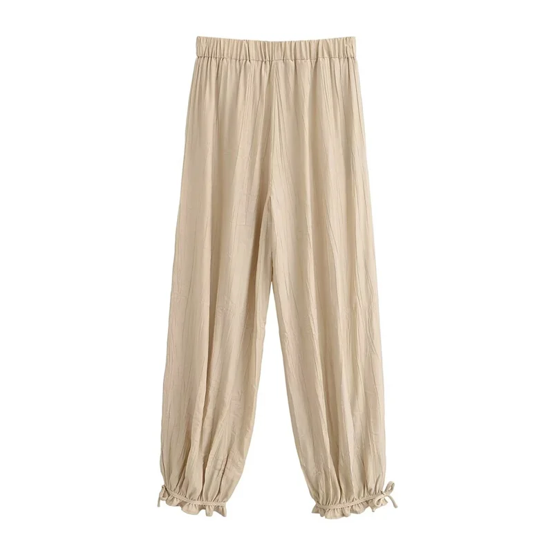 Women's Suit 2026 Summer New Khaki Sleeveless Beaded Vest with Lantern Pants Set Fashionable and Stylish