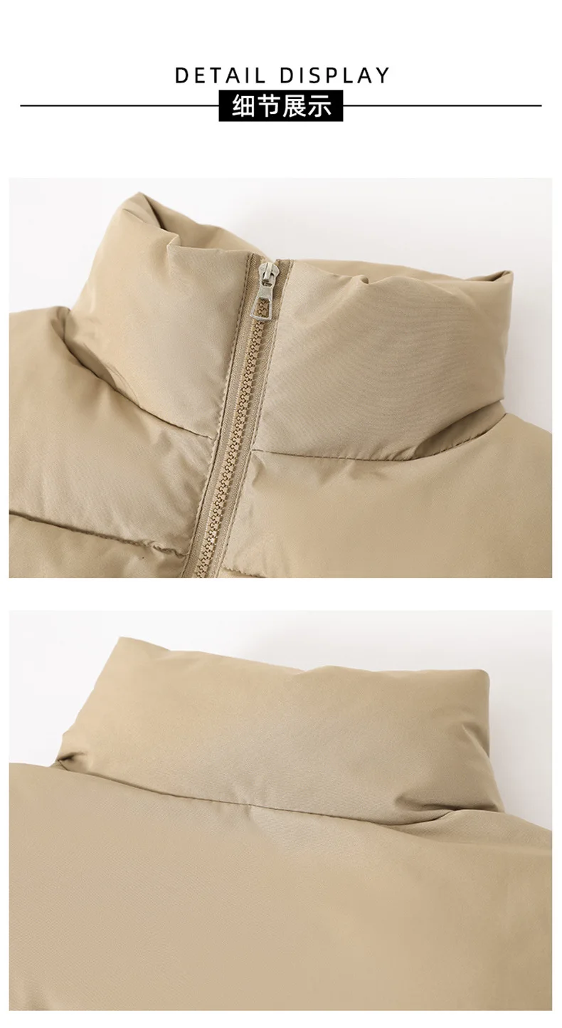 Winter Short Down Sleeveless Vest Women Warm Stand Collar Zipper Jacket Casual Fashion Quilted Cropped Coats Street Outerwears