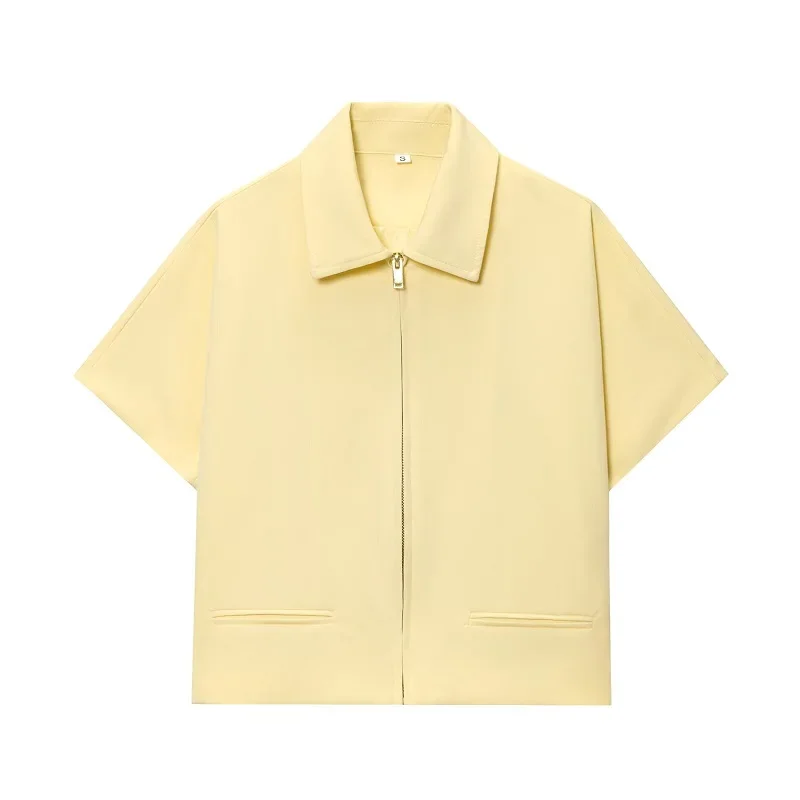 MUJER Women's Cropped Jacket Short Sleeve Varsity Jackets for Women Summer Zip up New in Coats and Jackets Holiday Outerwears