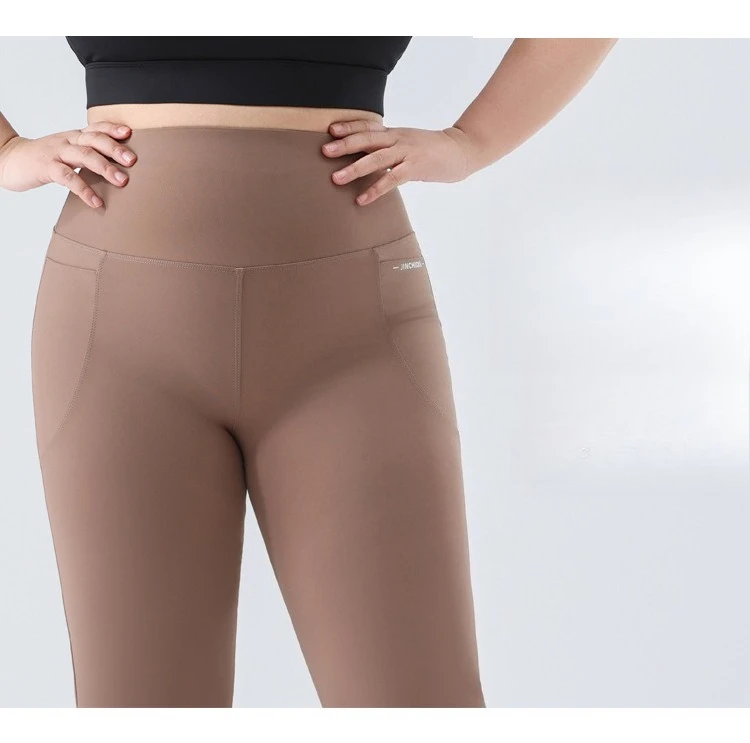 Plus Size Fit Yoga Flared Trousers for Women Semaless Two Sides Pocket Leggings High Waist Push Up Butt Gym Trainning Leggings