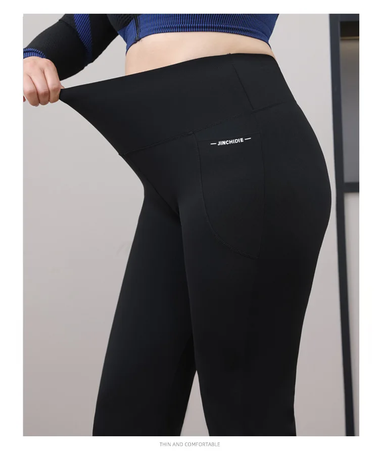 Plus Size Fit Yoga Flared Trousers for Women Semaless Two Sides Pocket Leggings High Waist Push Up Butt Gym Trainning Leggings