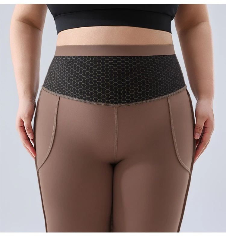 Plus Size Fit Yoga Flared Trousers for Women Semaless Two Sides Pocket Leggings High Waist Push Up Butt Gym Trainning Leggings