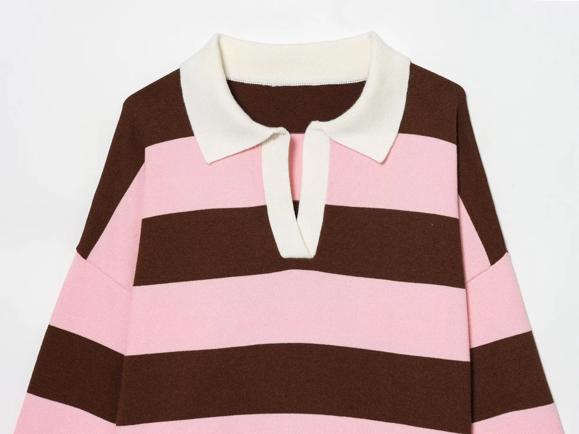 Autumn Women's 2026 New Knitted Striped Sweater Polo Neck Pullover Autumn Fashion Loose Elegant Warm Young Women Sweater Street