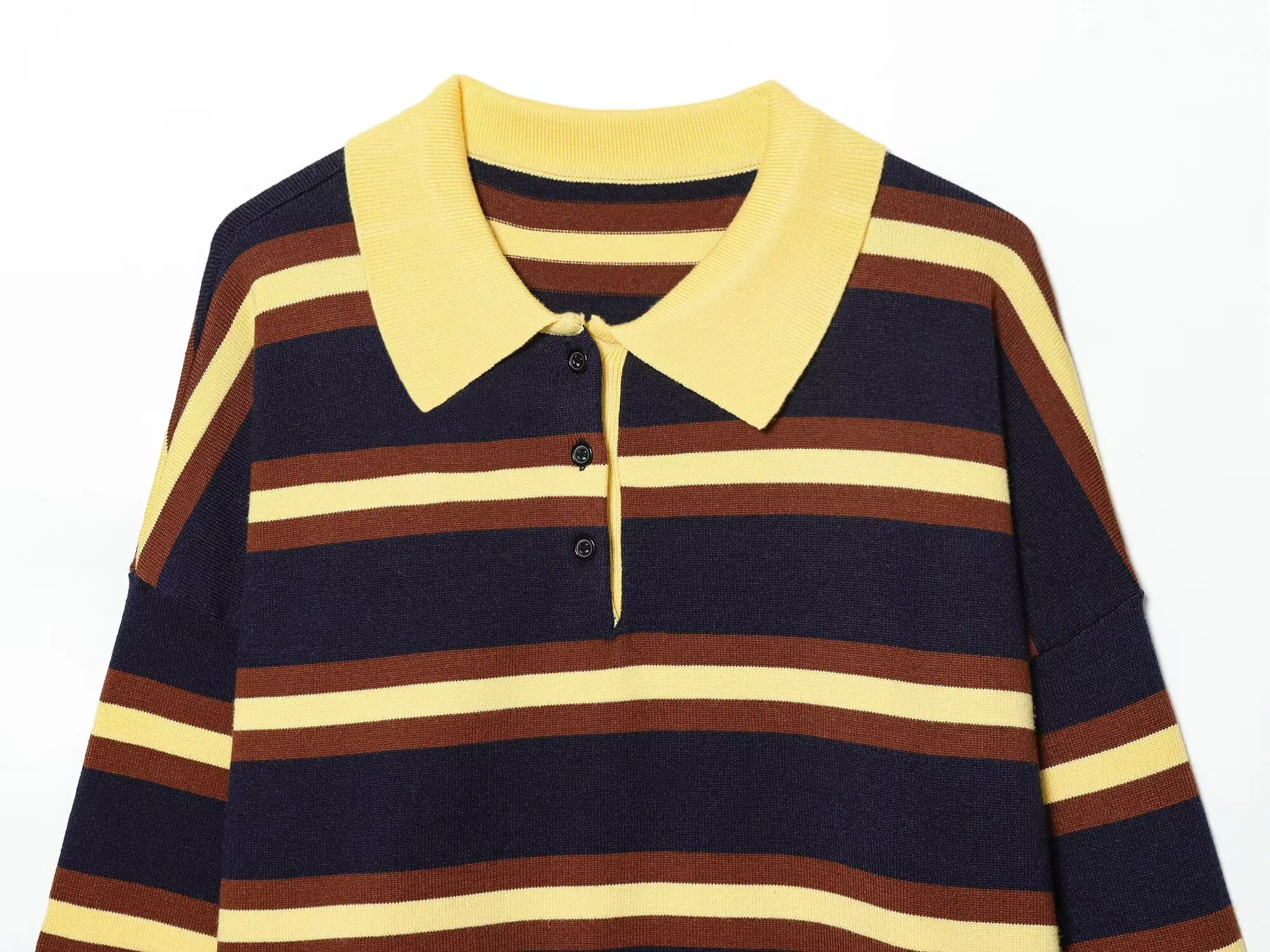 Autumn Women's 2026 New Knitted Striped Sweater Polo Neck Pullover Autumn Fashion Loose Elegant Warm Young Women Sweater Street