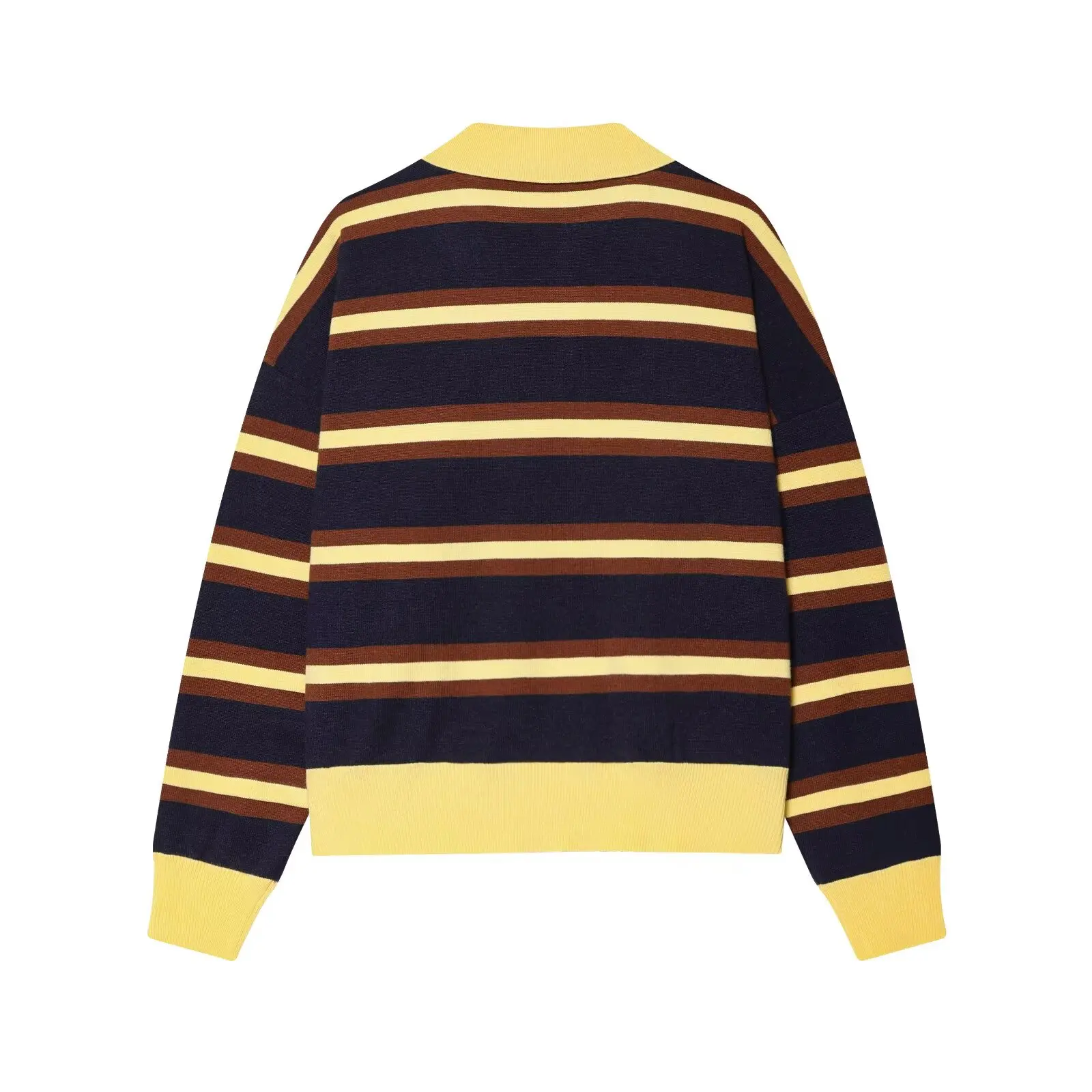 Autumn Women's 2026 New Knitted Striped Sweater Polo Neck Pullover Autumn Fashion Loose Elegant Warm Young Women Sweater Street
