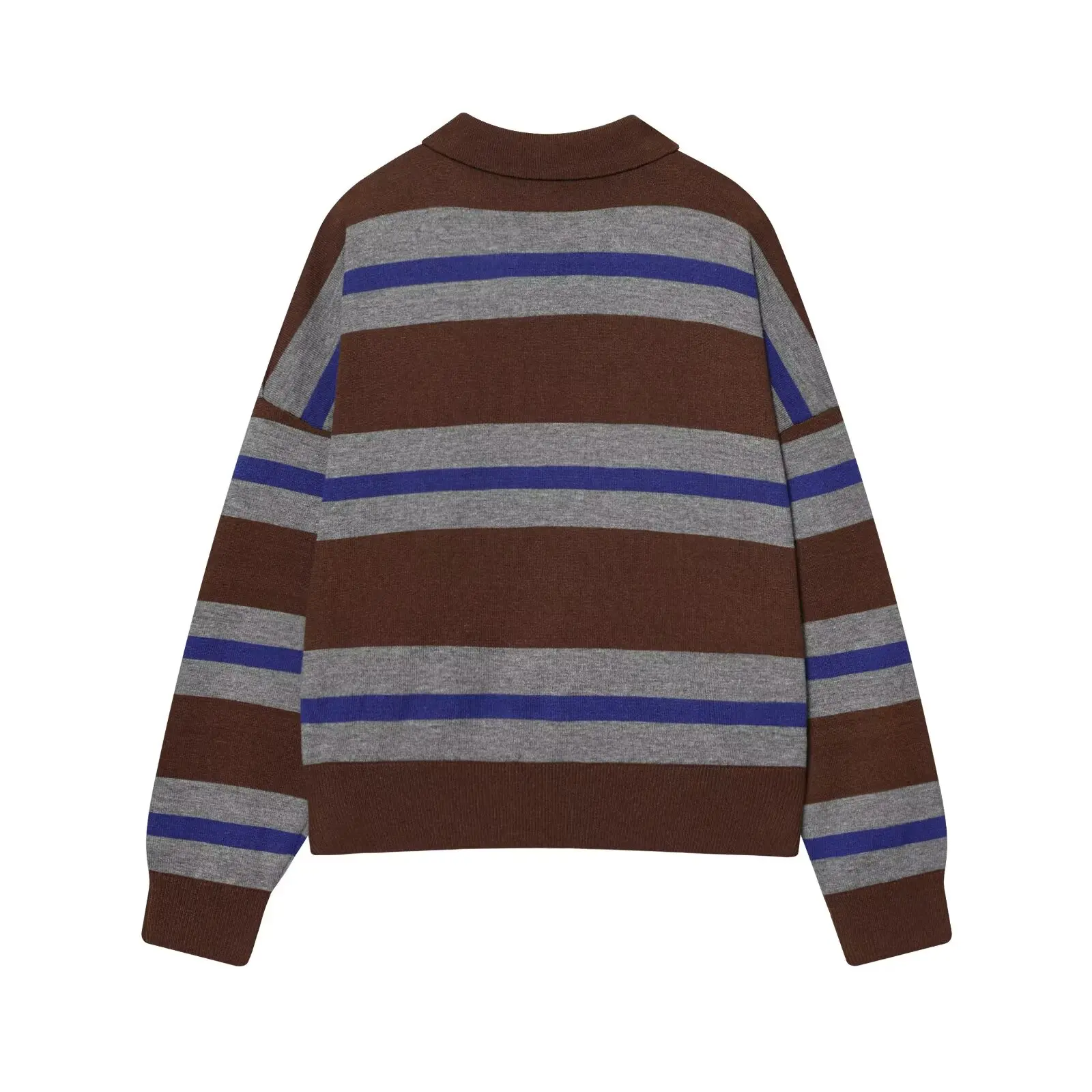 Autumn Women's 2026 New Knitted Striped Sweater Polo Neck Pullover Autumn Fashion Loose Elegant Warm Young Women Sweater Street
