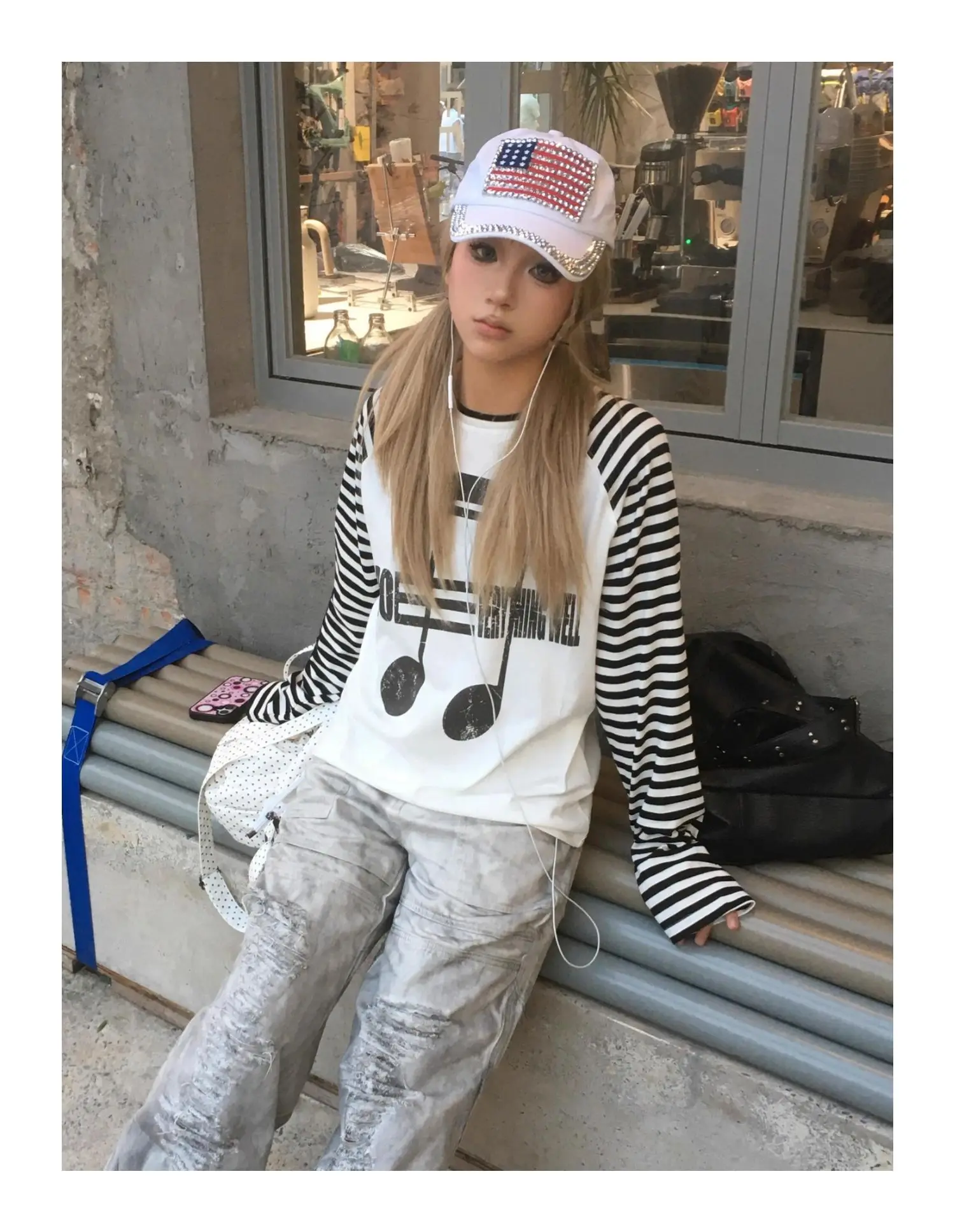 Tonngirls Japanses 2000s T-shirt Women Casual Print Graphic Tops Patchwork Y2k Vintage Grunge Tops American Retro Tshirts E-girl