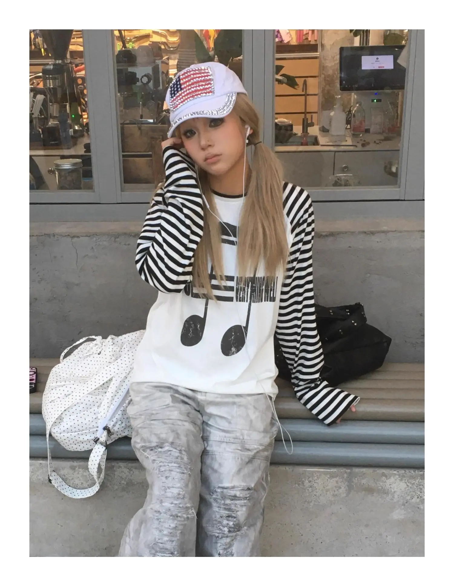 Tonngirls Japanses 2000s T-shirt Women Casual Print Graphic Tops Patchwork Y2k Vintage Grunge Tops American Retro Tshirts E-girl