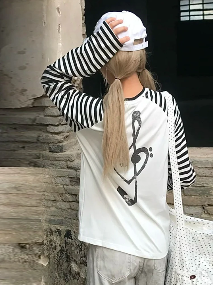 Tonngirls Japanses 2000s T-shirt Women Casual Print Graphic Tops Patchwork Y2k Vintage Grunge Tops American Retro Tshirts E-girl
