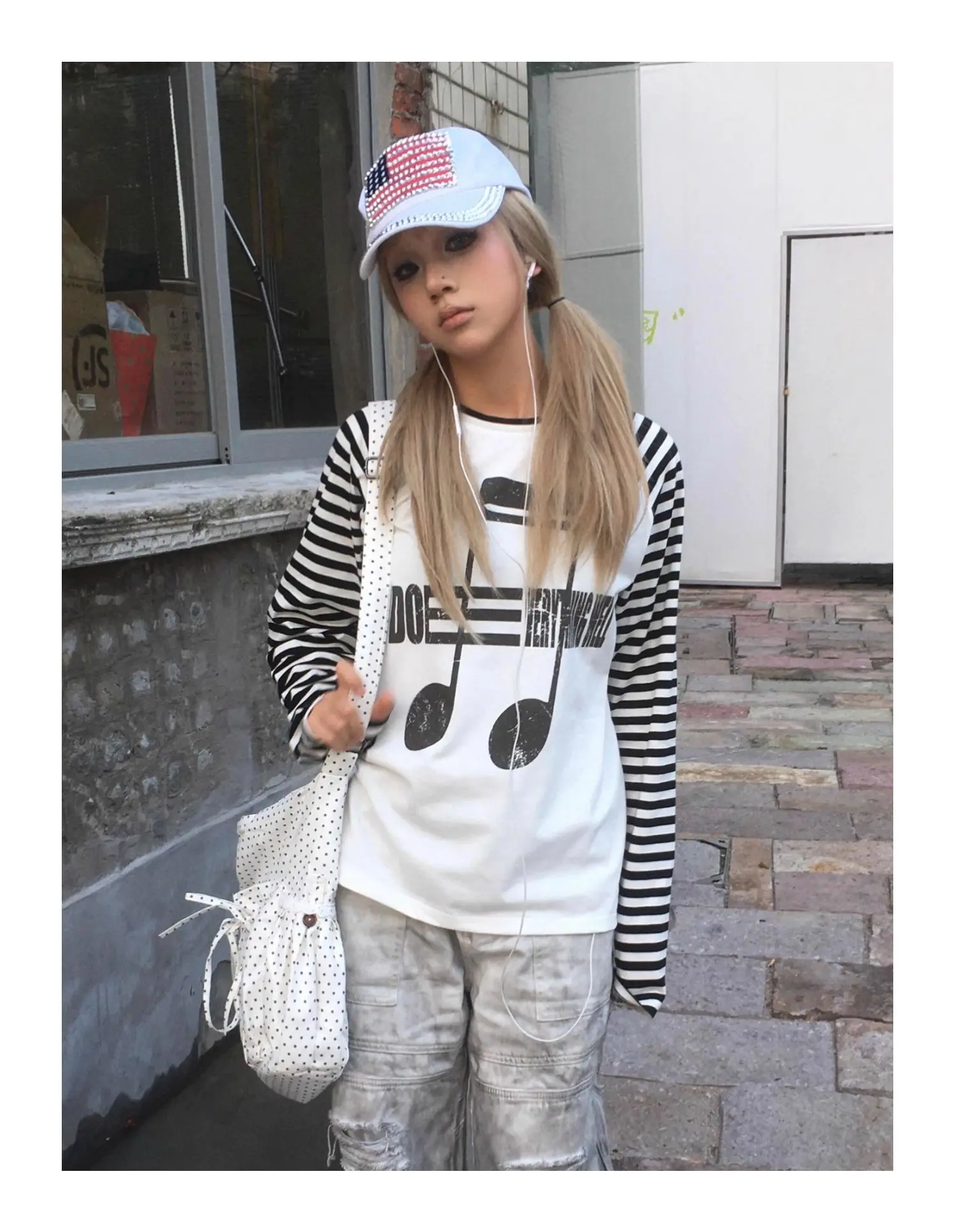 Tonngirls Japanses 2000s T-shirt Women Casual Print Graphic Tops Patchwork Y2k Vintage Grunge Tops American Retro Tshirts E-girl