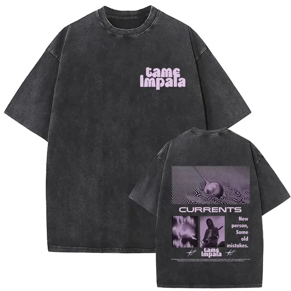 Mens women Vintage Washed Short Sleeve T-shirt Tame Impala Rock Band Deadbeat Tour 2026 Album Hip Hop Fans Gift T-shirts