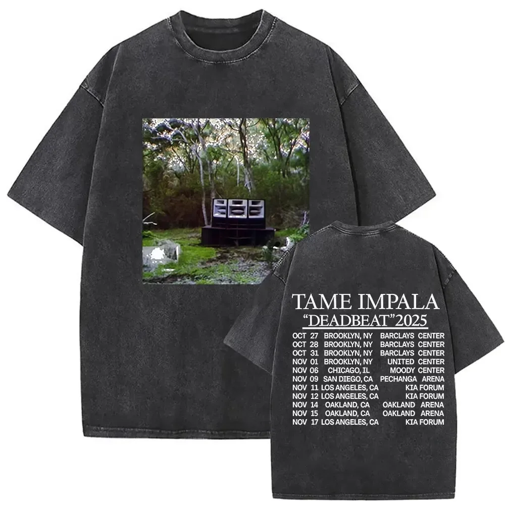 Mens women Vintage Washed Short Sleeve T-shirt Tame Impala Rock Band Deadbeat Tour 2026 Album Hip Hop Fans Gift T-shirts