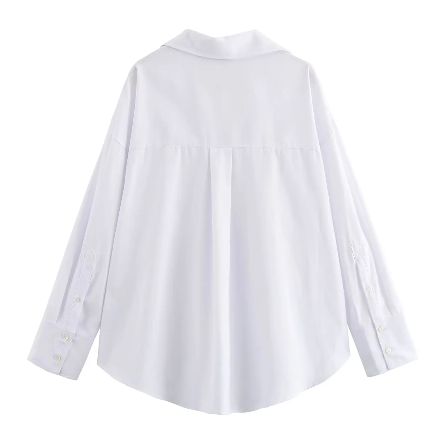 BSAY Women Fashion Spring Cotton Oxford Long Sleeve Single-breasted Lapel Blouse Street Clothing Shirt Chic Ladies Tops Mujer