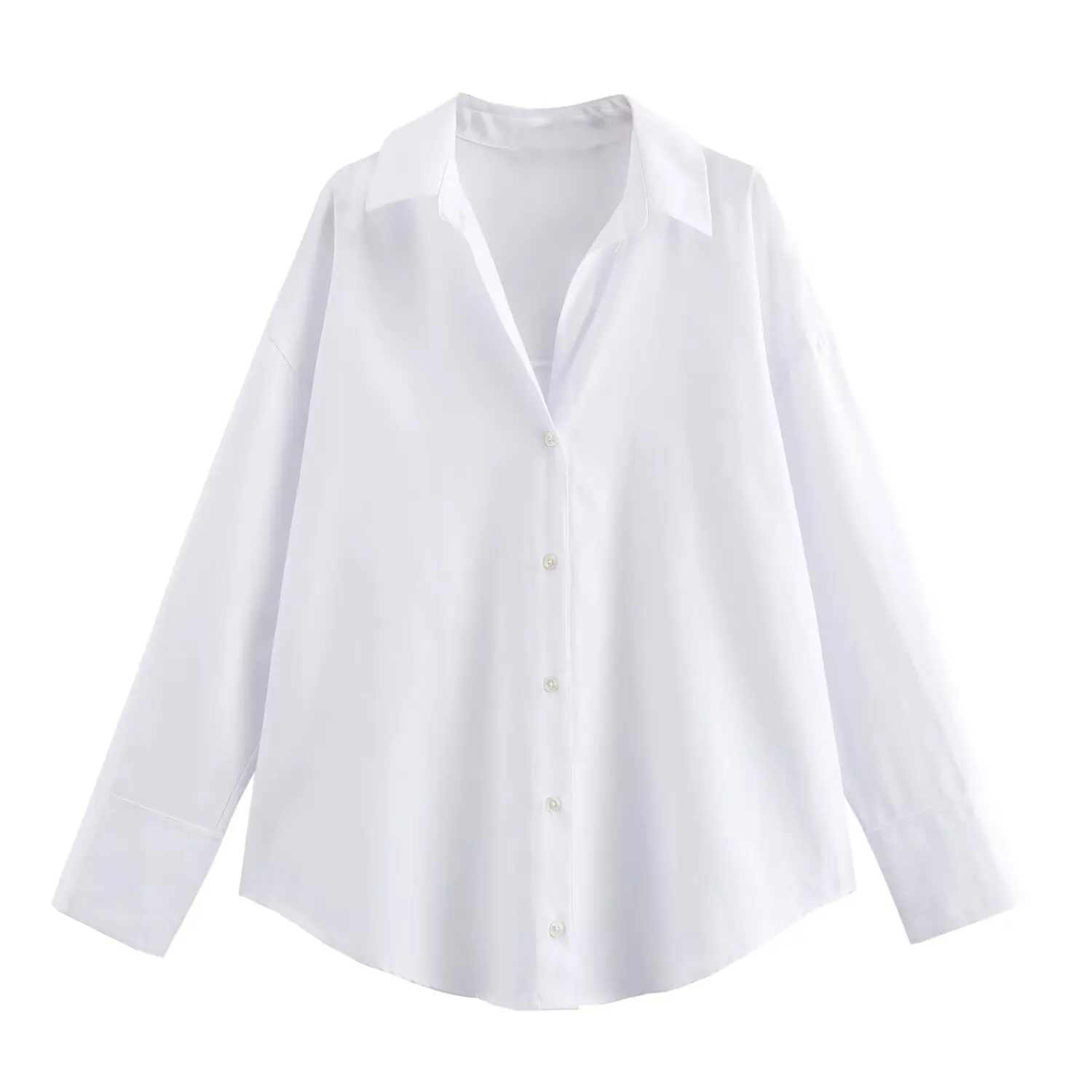 BSAY Women Fashion Spring Cotton Oxford Long Sleeve Single-breasted Lapel Blouse Street Clothing Shirt Chic Ladies Tops Mujer