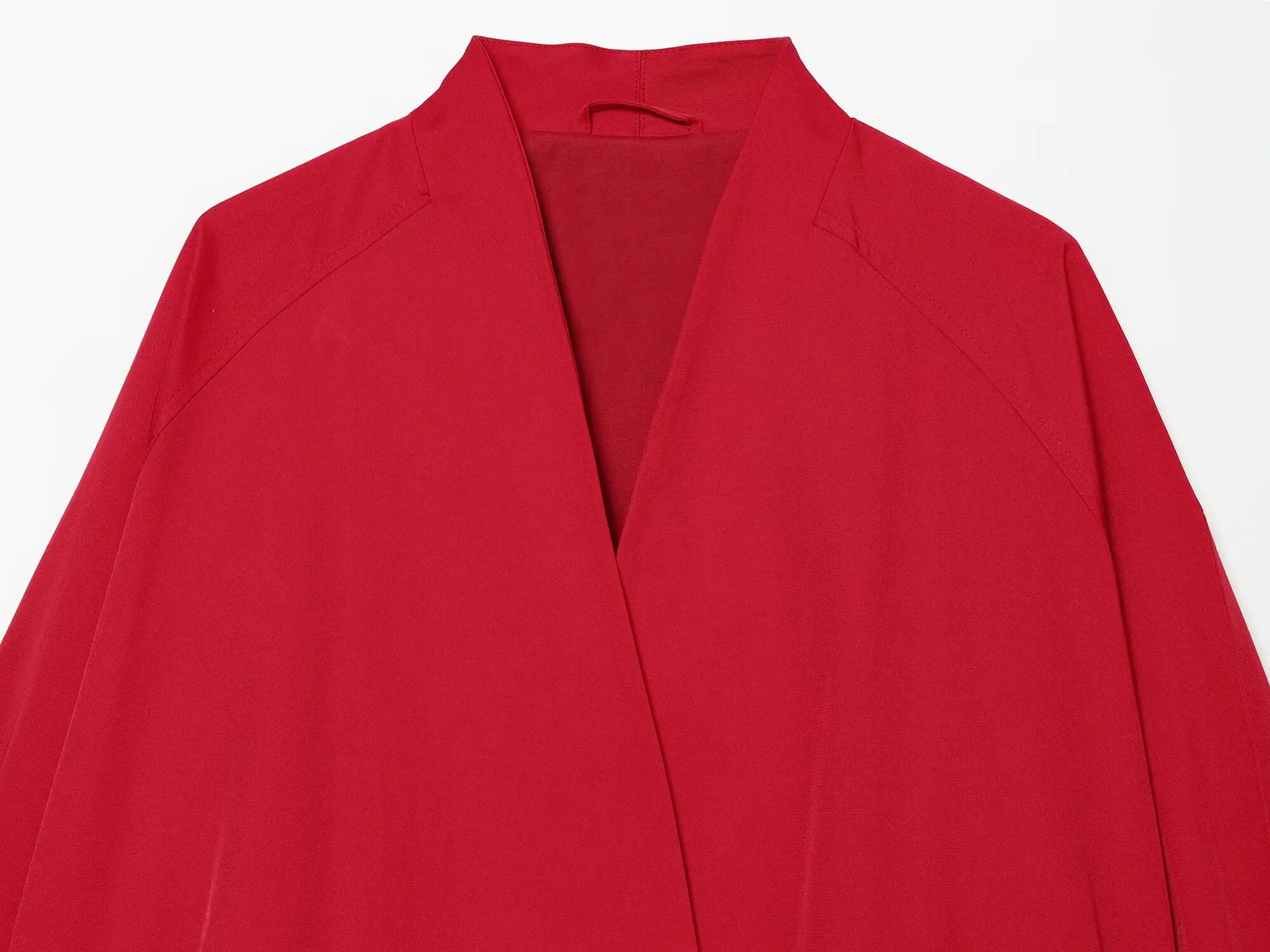 TFMLN Fashion Red Short Jacket For Women Loose Fit V Collar Long Sleeve Coat 2026 Spring Autumn Female Street Outerwear