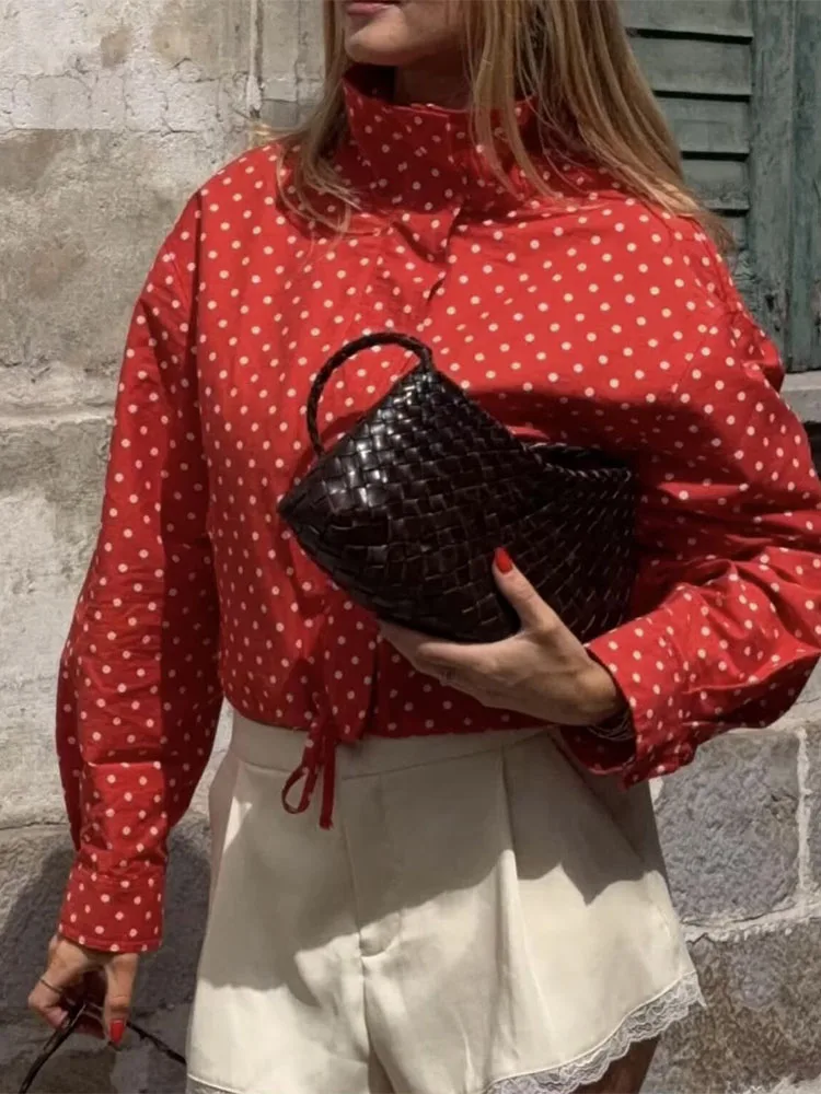 SLTNX Polka Dot Spring Autumn Short Coats Women's High Street Long Sleeve Jackets for Women 2026 Elegant Office Ladies Casual Ou