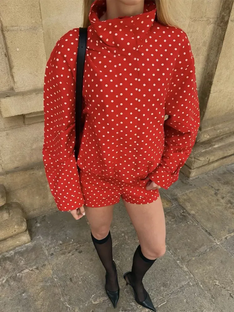 SLTNX Polka Dot Spring Autumn Short Coats Women's High Street Long Sleeve Jackets for Women 2026 Elegant Office Ladies Casual Ou