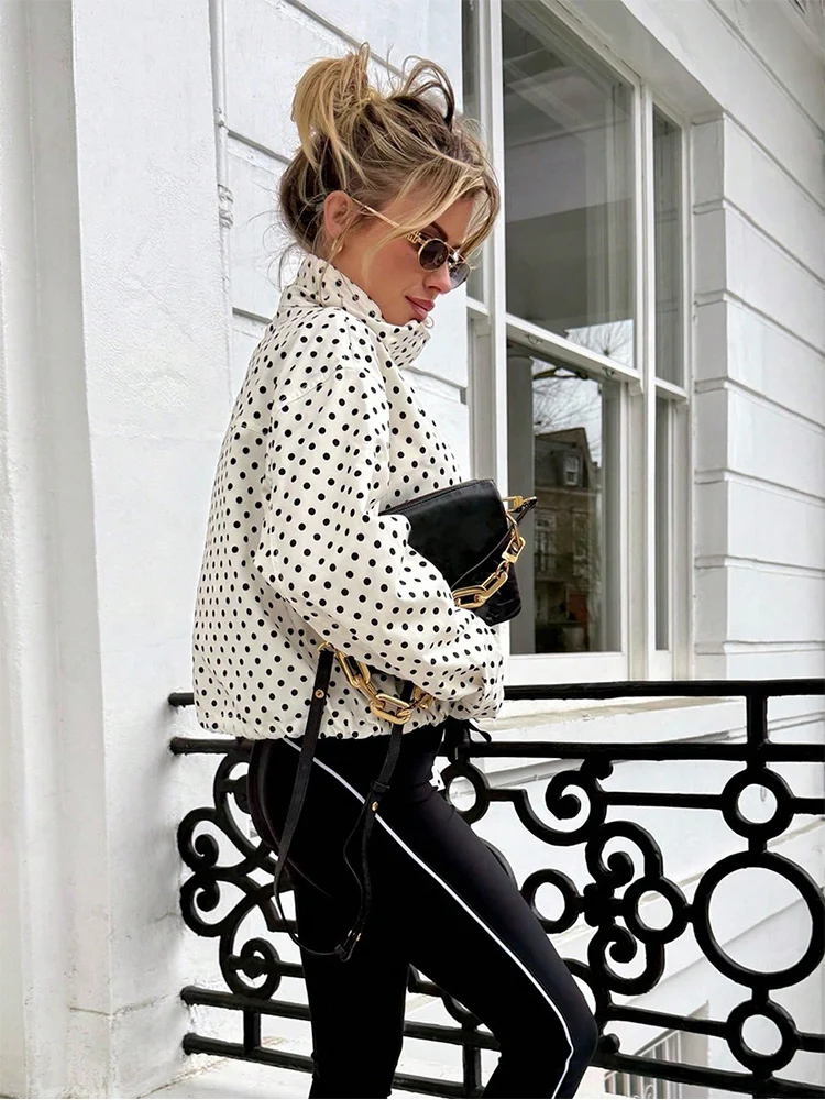SLTNX Polka Dot Spring Autumn Short Coats Women's High Street Long Sleeve Jackets for Women 2026 Elegant Office Ladies Casual Ou