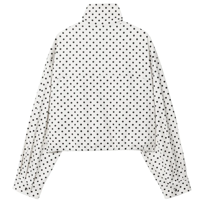 HXAO Polka Dot Bomber Jacket Women's Jackets Demi-Season Oversized Long Sleeve Top Outerwear Aviator Plus Size Zip Up Crop Coats